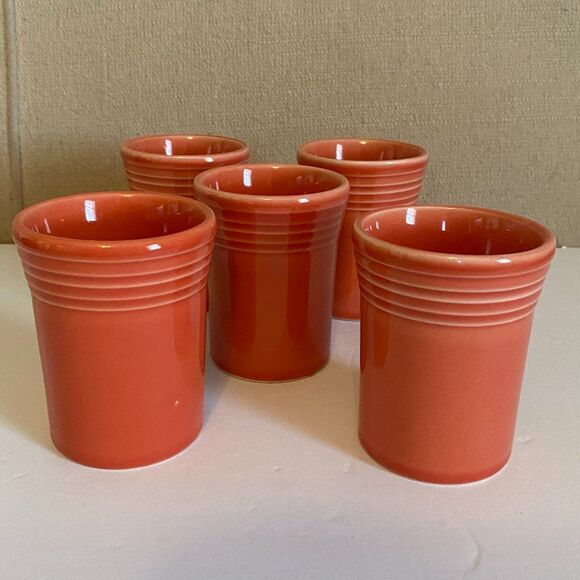 Fiestaware Retired Discontinued Persimmon 6.5 oz Tumblers Lot of 4 - Picture 2 of 6